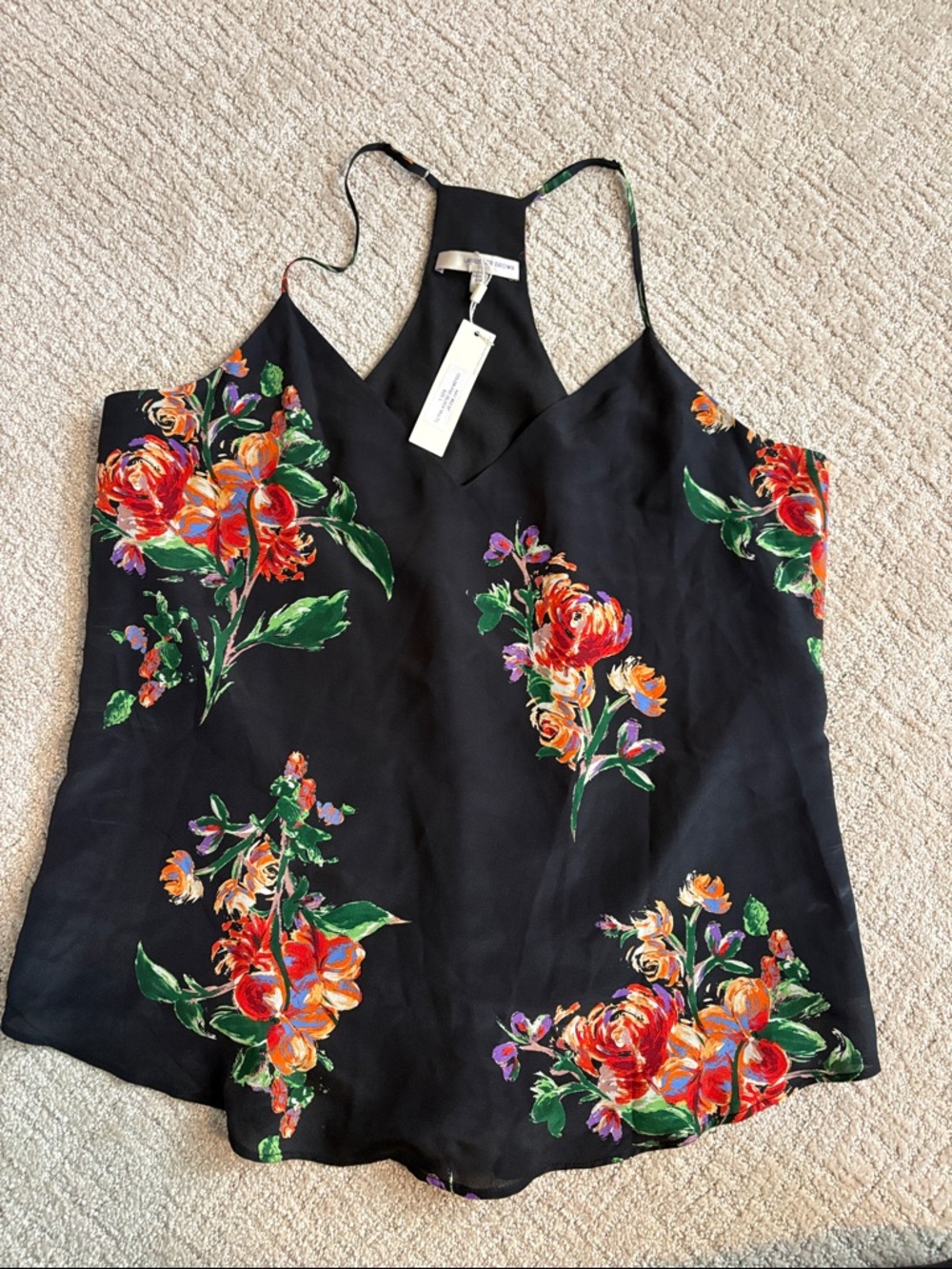 Lavender Brown Black Floral V-Neck Camisole